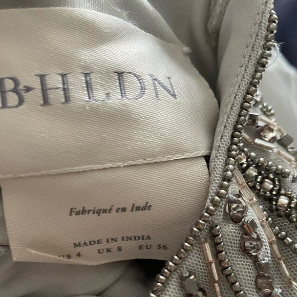 Anthropologie BHLDN Vilette Embellished Maxi Dress Silver Fog - Picture 12 of 13